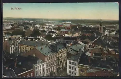 AK St. Pölten, Teilansicht mit Fernblick aus der Vogelschau