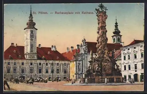 AK St. Pölten, Rathausplatz mit Rathaus