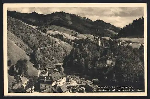 AK Krumpmühle, Ortsansicht mit Gnadenkirche Maria Seesal