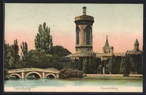 AK Laxenburg, Franzensburg mit Brücke