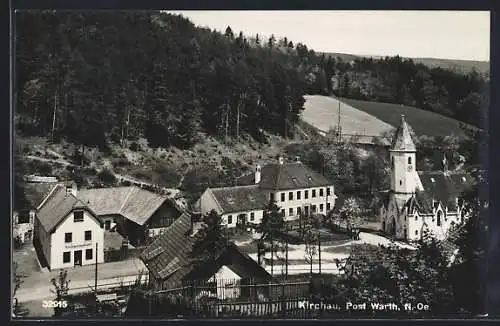 AK Kirchau /Warth, Ortsansicht aus der Vogelschau