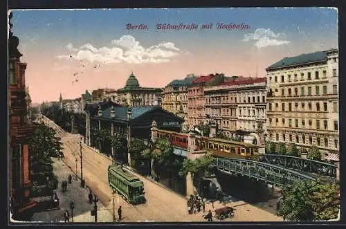 AK Berlin, Bülowstrasse mit U-Bahn und Strassenbahn