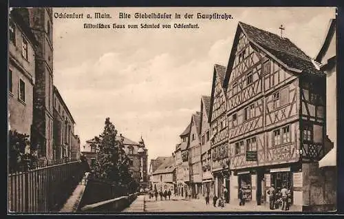 AK Ochsenfurt a. Main, Alte Giebelhäuser in der Hauptstrasse