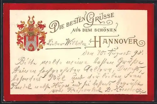 Präge-AK Hannover, Ortswappen mit goldenen Akzenten