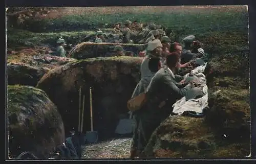 AK Deutsche Infanterie in Schützengräben, Beobachtung des annähernden Feindes