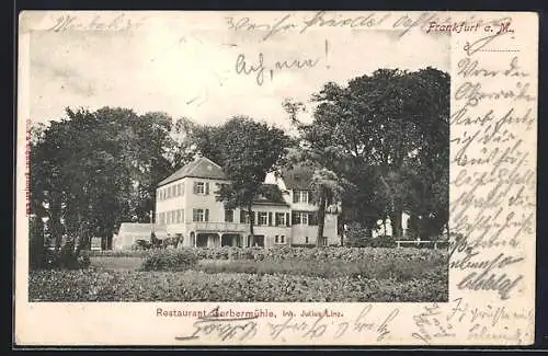 AK Frankfurt-Oberrad, Restaurant Gerbermühle J. Linz