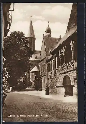 AK Goslar a. Harz, Strassenpartie am Rathaus