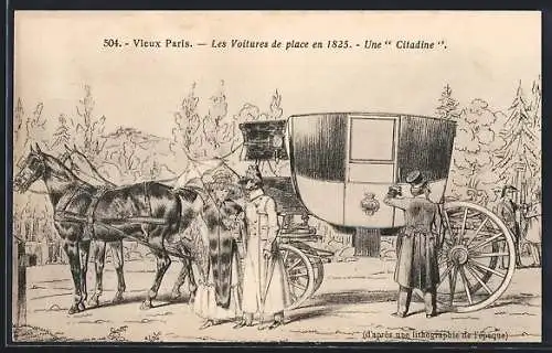 Künstler-AK Vieux Paris, Les Voitures de place en 1825, Une Citadine