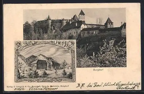 AK Burgdorf, neues Schützenhaus, Burg von Aussen