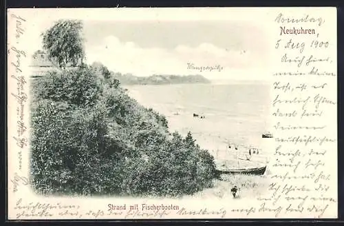 AK Neukuhren, Strand mit Fischerbooten