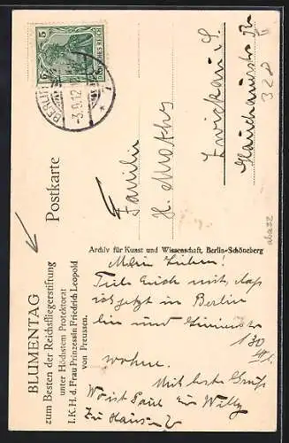 AK Porträt Prinzessin Friedrich Leopold von Preussen Protektorat d. Blumentages