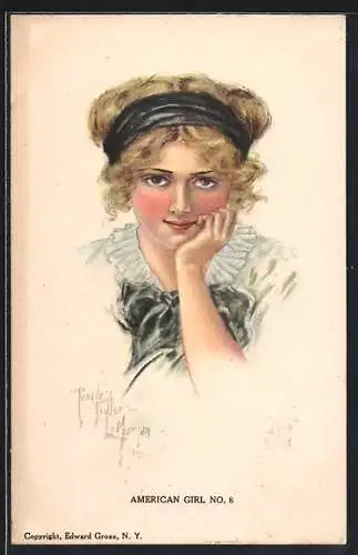 Künstler-AK Pearle Fidler LeMunyan: American Girl No. 8, Mädchen mit Kopftuch