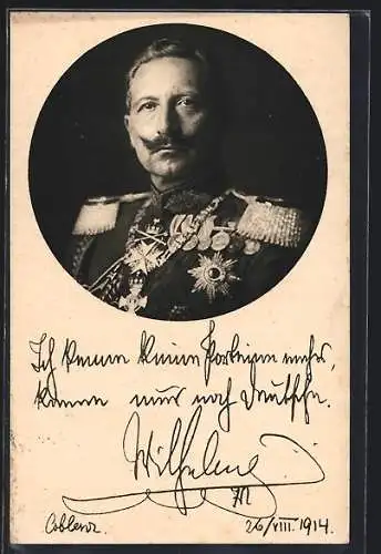 AK Kaiser Wilhelm II. un Uniform, Orden