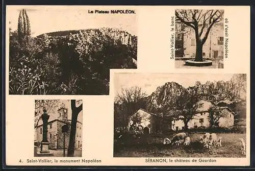 AK Saint-Vallier, le monument Napoléon, le plateau Napoléon et le château de Gourdon