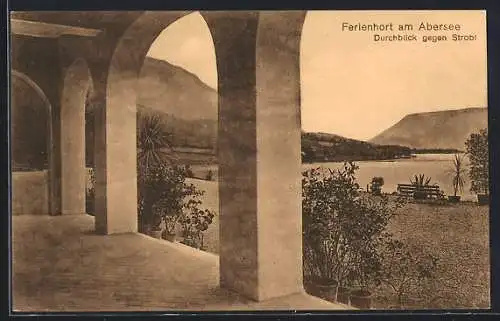 AK St. Wolfgang /Salzkammergut, Ferienhort am Abersee, Durchblick gegen Strobl