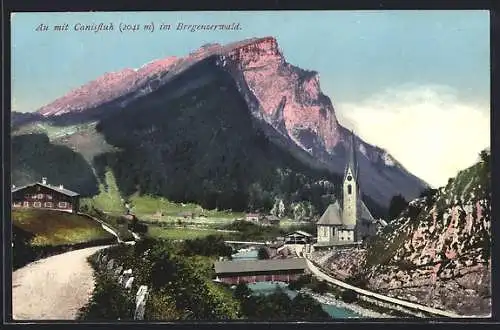 AK Au im Bregenzerwald, Ortspartie mit Kirche und Canisfluh