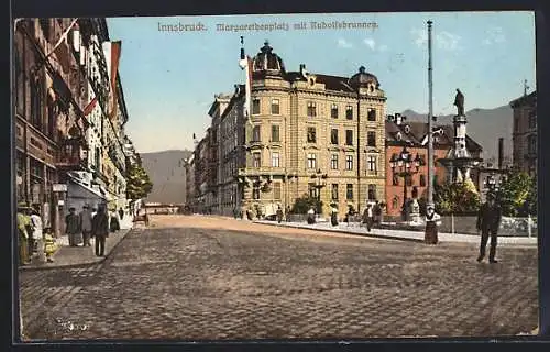 AK Innsbruck, Margarethenplatz mit Rudolfsbrunnen