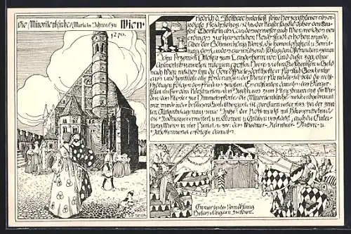 Künstler-AK Ulf Seidl: Wien, Die Minoritenkirche, Turnier bei der Vermählung