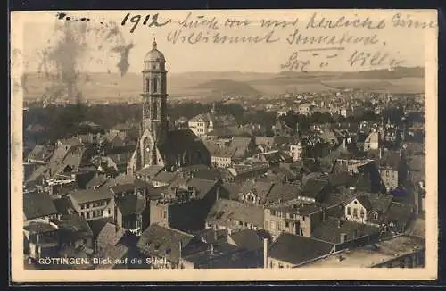 AK Göttingen, Ortsansicht mit Blick auf die Kirche