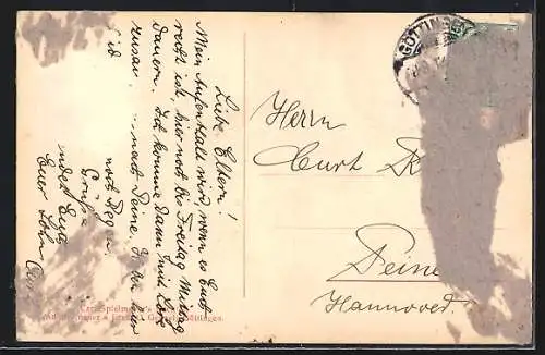 AK Göttingen, Ortsansicht mit Blick auf die Kirche