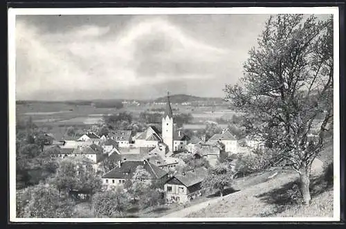 AK Saxen im Mühlviertel, Ortsansicht mit Kirche aus der Vogelschau