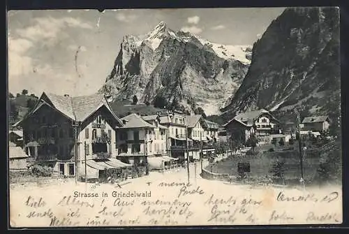 AK Grindelwald, Strasse am Hotel Kreuz