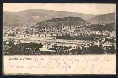 AK Eberbach a. Neckar, Teilansicht mit Kirche