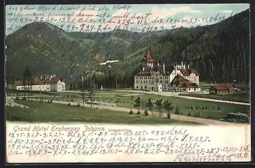 AK Semmering, Grand Hotel Erzherzog Johann mit Sonnwendstein