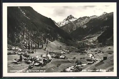 AK Gaschurn / Montafon, Ortspartie im Gebirge