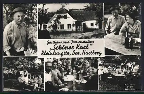 AK Grafendorf bei Hartberg, Kleinlungitz, Gasthaus Schöner Karl, Wirt & Gäste