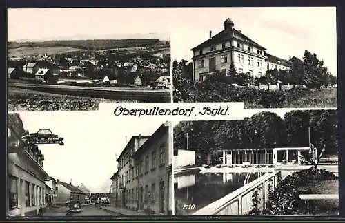 AK Oberpullendorf /Bgld., Ortsansicht und drei Ansichten aus dem Ort