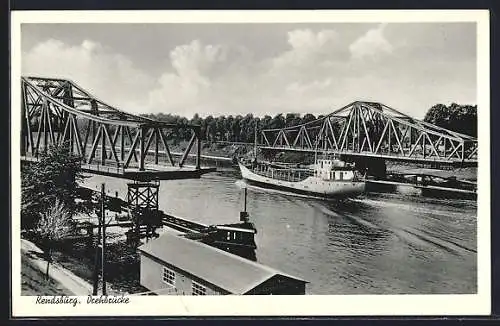 AK Rendsburg, Drehbrücke mit Dampfer