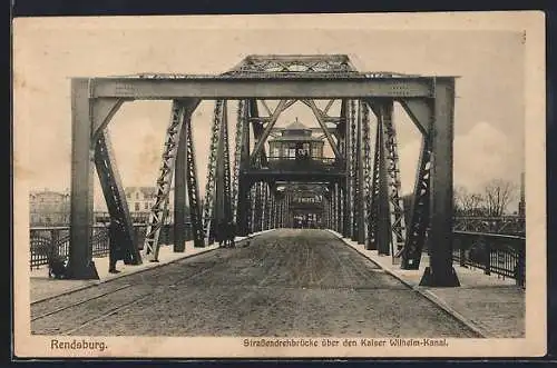 AK Rendsburg, Strassendrehbrücke über den Kaiser Wilhelm-Kanal