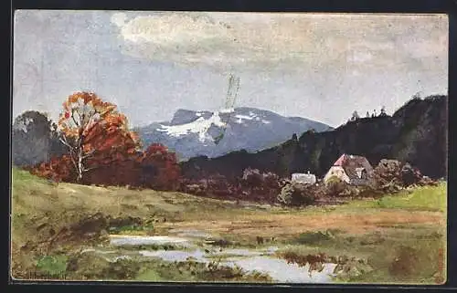 Künstler-AK August Splitgerber: Landschaft mit Wohnhaus