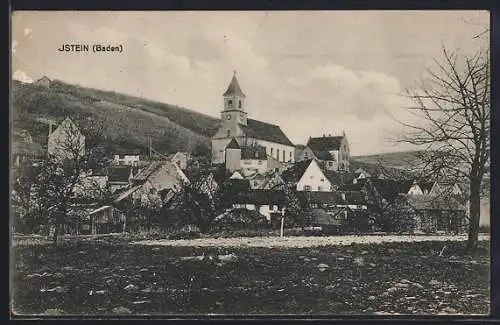 AK Istein /Baden, Ortspanorama mit Kirche