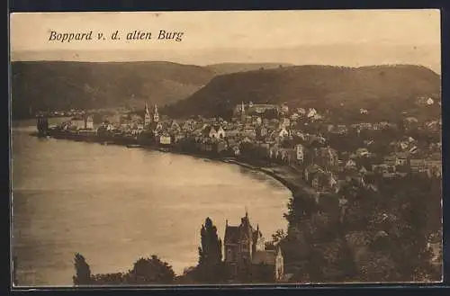 AK Boppard, Blick auf den Ort von der alten Burg aus