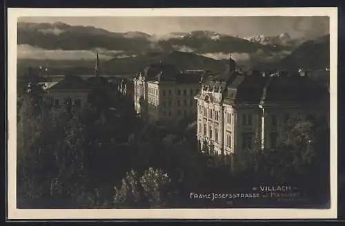 AK Villach, Franz Josefsstrasse mit Mangart