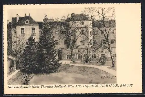 Künstler-AK Wien, Nervenheilanstalt Maria Theresien-Schlössel