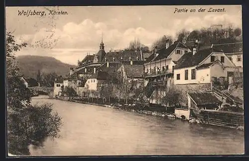 AK Wolfsberg, Teilansicht mit Partie an der Lavant