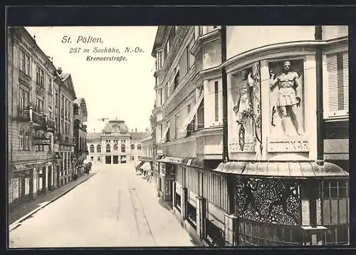 AK St. Pölten, Blick in die Kremserstrasse mit der Apotheke