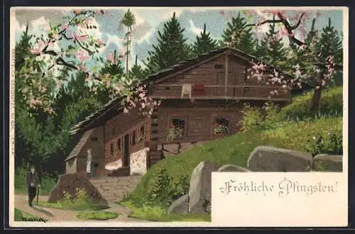 Künstler-Lithographie Alfred Mailick: Fröhliche Pfingsten, Frühlingsidyll