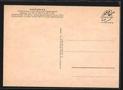 AK Rendsburg, Strassentunnel unter dem Nord-Ostsee-Kanal
