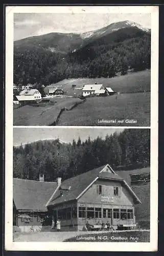 AK St. Aegyd am Neuwalde, Lahnsattel, Gasthaus Nutz, Bes. Karl Nutz, Ortsansicht mit Göller