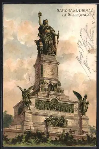 Künstler-AK Nationaldenkmal auf dem Niederwald