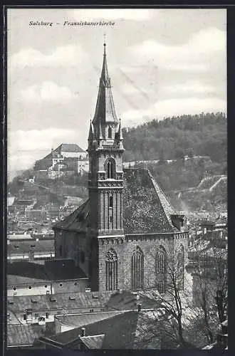 AK Salzburg, Franziskanerkirche im Sonnenschein