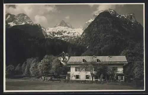 AK Lofer bei Salzburg, Gasthof-Café Lintner gegen die Berge