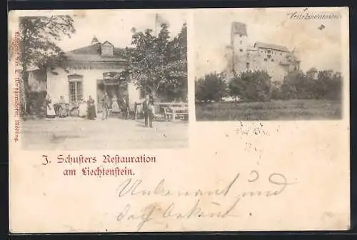 AK Maria Enzersdorf, J. Schuster`s Restaurant am Liechtenstein, die Veste