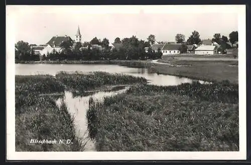 AK Hirschbach /N. D., Ortsansicht am See