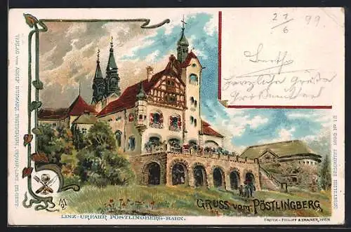 Lithographie Pöstlingberg, Ortsansicht