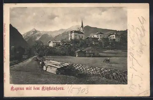 AK Kaprun, Ortsansicht mit Kitzsteinhorn